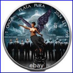 1 Oz Silver Coin 2024 Mexico Libertad Black Hologram Dark Secrets Colorized