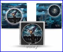 1 Oz Silver Coin 2024 Mexico Libertad Black Hologram Dark Secrets Colorized