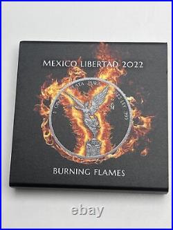 1 Troy Oz. 999 Silver 2022 Libertad Burning Flames Edition Low Mintage 400 Coin