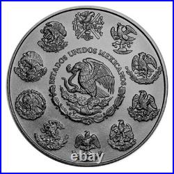 1 oz 999 Silver Mexican Libertad Aztec Calendar Colorized & Ruthenium Plated