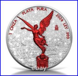1 oz Silver Coin 2024 Mexico Libertad Diamond Dust Fire Edition Mintage 500
