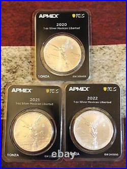 1 oz Silver Libertad Lot of (3) 2020-2022 Apmex Sealed FS Eligible