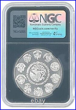 10 x 2023 Mexico 1oz Silver Libertad NGC MS70 Black Core Flag Label withCase