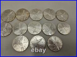 (13) 2010 Mexican Libertad 1 oz. 999 Fine Silver UNC Coins