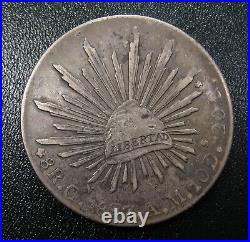 1897 Cn AM 8 Reales Mexico CULIACAN Mexican Silver Libertad Peso Real KM#377.3