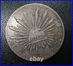 1897 Cn AM 8 Reales Mexico CULIACAN Mexican Silver Libertad Peso Real KM#377.3