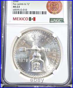 1979/9 Mexico Silver 1 Onza Pan Points To U Ngc Ms 63 Rare Overdate 1 Oz