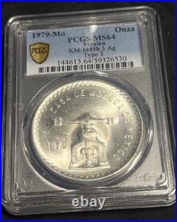 1979 Mo PCGS MS64 Type 3 Mexico Casa De Moneda Onza Silver Coin KM M49b
