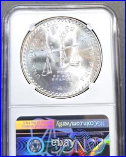 1980/79 Mexico Silver 1 Onza Mint Press Ngc Ms 65 Rare Gem Bu Overdate 1 Oz