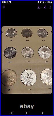 1982-2023 Mexico Libertad 1oz. 999 Fine Silver Coins Complete Set, Dansco Album