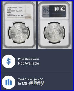 1982 Libertad DDR #1 MS66 NGC 1onza Double Die Reverse Silver Coin