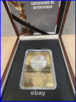1982 MEXICAN LIBERTAD ONZA SILVER 1oz, 2.9 0z BRONZE BAR BOX & COA