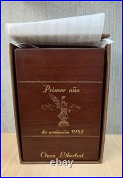 1982 MEXICAN LIBERTAD ONZA SILVER 1oz, 2.9 0z BRONZE BAR BOX & COA