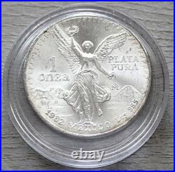 1982 MEXICO 1oz SILVER FIRST YEAR LIBERTAD BRILLIANT UNCIRCULATED QUALITY