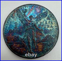 1982 Mexican Libertad Onza Toned 1 oz Silver Coin Great Toning Rainbow