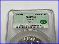 1982 Mexico 1 Onza Libertad Silver Coin Cac Ms65