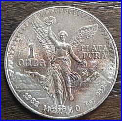 1982 Mexico 1 oz silver Libertad Genuine Natural Toned, Bankroll End