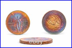 1982 Mexico Onza Libertad. 999 Silver FIRE RING RAINBOW TONING