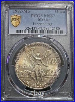 1982-Mo Mexico Onza 1 Oz Libertad PCGS MS67 Beautifully Toned Silver
