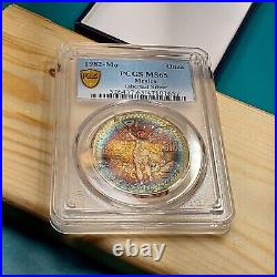 1982 Mo Onza Libertad PCGS MS 65 Rainbow Toned? Monster Toning Silver Coin