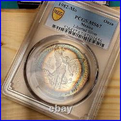 1982 Mo Onza Libertad PCGS MS 67 Rainbow Toned? Monster Toning Silver Coin