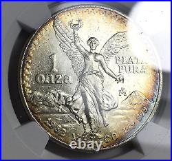 1982-mo Mexico Onza Libertad Silver Coin Original Crescent Rainbow Toning! Rare