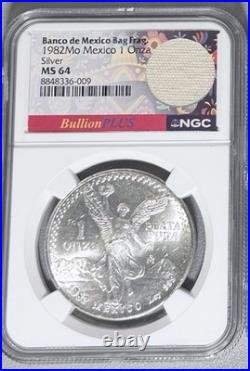 1982Mo Mexico 1 Onza Silver Libertad NGC MS64 Banco De Mexico Bag Frag 1982Mo Mexico 1 Onza Silver Libertad NGC MS64 Banco De Mexico Bag Frag