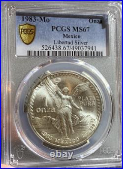1983 MO MEXICO PCGS MS67 ONZA. 999 SILVER 1oz LIBERTAD 1983 MO MEXICO PCGS MS67 ONZA. 999 SILVER 1oz LIBERTAD