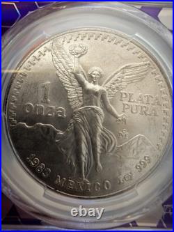 1983-Mo 1 Onza LIBERTAD NGC MS65 Mexico 1oz. 999 Silver Coin Round