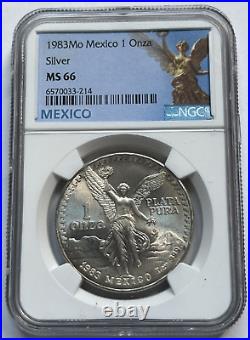 1983 Mo Mexico 1 Onza Silver Libertad NGC MS 66 WithSpecial Mexico Libertad Label