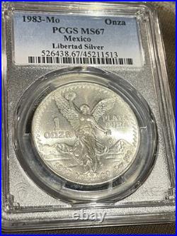 1983 ONZA? MEXICO LIBERTAD SILVER 0.999? PCGS MS67? High Grade