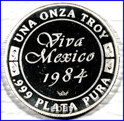 1984 1 Onza Viva Mexico Cap and Rays Vintage Silver Proof Round World Wide Mint