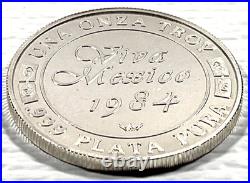 1984 1 Onza Viva Mexico Cap and Rays Vintage Silver Proof Round World Wide Mint