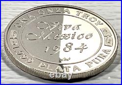 1984 1 Onza Viva Mexico Cap and Rays Vintage Silver Proof Round World Wide Mint