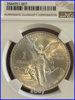1984 MO Mexico 1 Onza Libertad One Ounce. 999 Pure Silver Graded by NGC MS 66