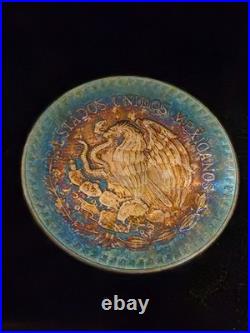 1984 Mexico Libertad 1 Onza. 999 fine silver BU coin with Fire Bleu Gold Toning
