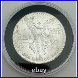 1984 Mexico Libertad 1 Onza Plata Pura. 999 Fine Silver Coin Winged Victory