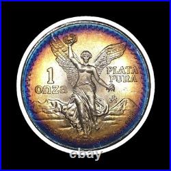 1984 Mexico Libertad Silver 1 Ounce Silver Rainbow Bullseye MONSTER TONED TONER