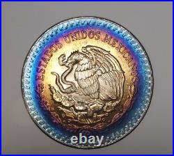 1984 Mexico Libertad Silver 1 Ounce Silver Rainbow Bullseye MONSTER TONED TONER