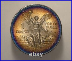 1984 Mexico Libertad Silver 1 Ounce Silver Rainbow Bullseye MONSTER TONED TONER