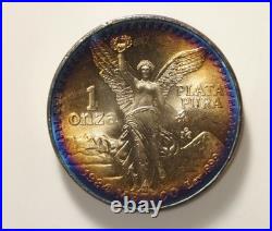 1984 Mexico Libertad Silver 1 Ounce Silver Rainbow Bullseye MONSTER TONED TONER