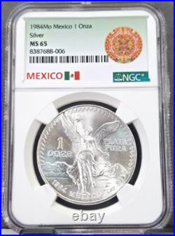 1984 Mexico Silver Libertad 1 Onza Ngc Ms 65 Beautiful Gem Luster 1 Oz