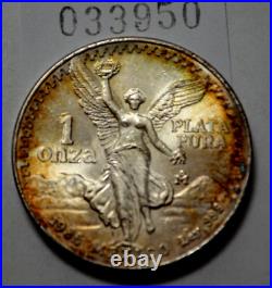 1985 1 Oz 999 SILVER MEXICO Libertad Pura Plata Golden Natural Toning Coin Rare