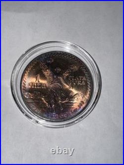 1985 1 oz 999 Silver Mexico Libertad Pura Plata Coin Limited Toner Beautiful BU