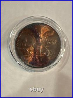 1985 1 oz 999 Silver Mexico Libertad Pura Plata Coin Limited Toner Beautiful BU