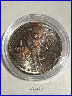 1985 MEXICO Libertad 1 Oz. Pura Plata Natural Toned Coin