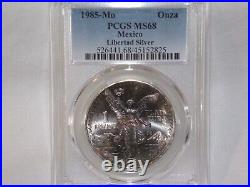 1985-MO PCGS MS68 1 ONZA MEXICO SILVER LIBERTAD TONING Only 23 Graded Higher