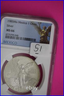 1985 MS 66 Mexico Libertad 1 OZ Silver Coin NGC Certified Graded Authentic 51
