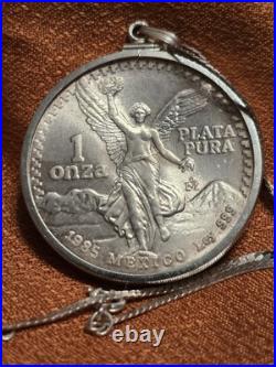 1985 Mexican Silver Libertad Necklace Vintage Mounting Angel of Independence 1985 Mexican Silver Libertad Necklace Vintage Mounting Angel of Independence