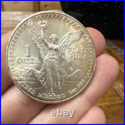 1985 Mexico 1 Onza Libertad. 999 Fine Silver 1 oz Coin BU/UNC Beautiful Toning